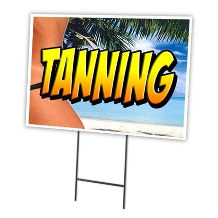 Tanning Yard Sign & Stake Outdoor Plastic Coroplast Window, C-1216 Tanning